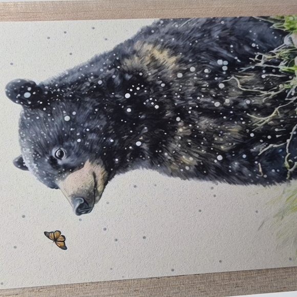 4x6 Black Bear with Butterfly‎ Watercolor Oil Painting Print - Picture 5 of 5